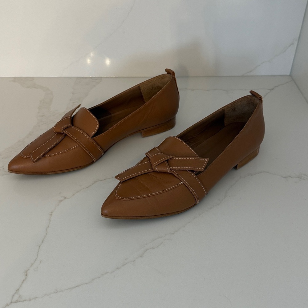 Flattered Tan Leather Flats - Picture 3 of 7